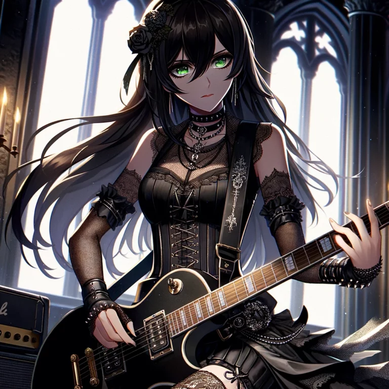 Sandra Gotha 1 Sandra Gotha ein Mädchen die den Gothic Style liebt und mit einer Rock Gitarre spielt