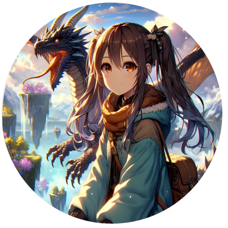 Sora Tamball 3 a cartoon of a girl with long hair and a dragon